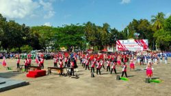 Ribuan Pelajar SD-SMP Meriahkan Lomba Drum Band Tingkat Kabupaten Lampung Selatan Tahun 2022